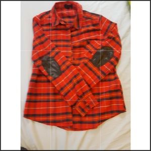 Padded elbow plaid shirt